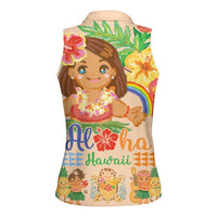 Kawaii Hula Girls Women Sleeveless Polo Shirt Aloha Hibiscus Flowers