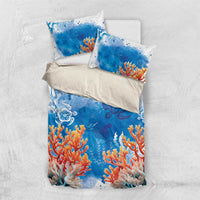 Hibiscus Turtle Tattoo Coral Reef Bedding Set with Polynesian Tribal LT9 US Twin 172cm x 218cm White - Polynesian Pride