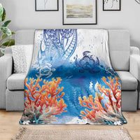 Hibiscus Turtle Tattoo Coral Reef Blanket with Polynesian Tribal LT9 - Polynesian Pride