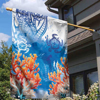 Hibiscus Turtle Tattoo Coral Reef Garden Flag with Polynesian Tribal LT9 - Polynesian Pride