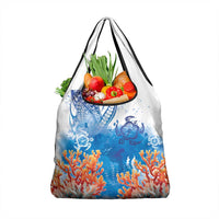 Hibiscus Turtle Tattoo Coral Reef Grocery Bag with Polynesian Tribal LT9 1-pack One Size White - Polynesian Pride