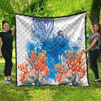 Hibiscus Turtle Tattoo Coral Reef Quilt with Polynesian Tribal