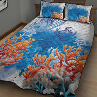 Hibiscus Turtle Tattoo Coral Reef Quilt Bed Set with Polynesian Tribal LT9 - Polynesian Pride
