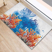 Hibiscus Turtle Tattoo Coral Reef Rubber Doormat with Polynesian Tribal LT9 - Polynesian Pride