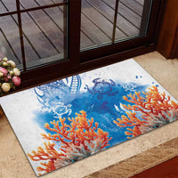 Hibiscus Turtle Tattoo Coral Reef Rubber Doormat with Polynesian Tribal LT9 - Polynesian Pride