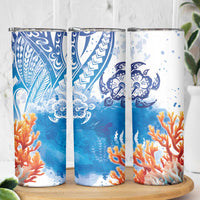 Hibiscus Turtle Tattoo Coral Reef Skinny Tumbler with Polynesian Tribal LT9 - Polynesian Pride