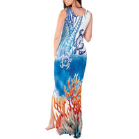 Hibiscus Turtle Tattoo Coral Reef Tank Maxi Dress with Polynesian Tribal LT9 - Polynesian Pride