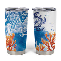 Hibiscus Turtle Tattoo Coral Reef Tumbler Cup with Polynesian Tribal LT9 White - Polynesian Pride