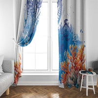 Hibiscus Turtle Tattoo Coral Reef Window Curtain with Polynesian Tribal LT9 - Polynesian Pride