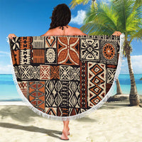 Pacific Hibiscus Tapa Tribal Vintage Beach Blanket Brown Motif LT9 - Polynesian Pride