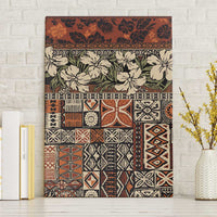 Pacific Hibiscus Tapa Tribal Vintage Canvas Wall Art Brown Motif LT9 Without Frame Brown - Polynesian Pride