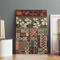 Pacific Hibiscus Tapa Tribal Vintage Canvas Wall Art Brown Motif LT9 - Polynesian Pride