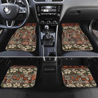 Pacific Hibiscus Tapa Tribal Vintage Car Mats Brown Motif LT9 Set 4pcs Brown - Polynesian Pride