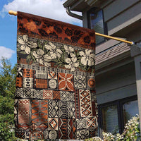 Pacific Hibiscus Tapa Tribal Vintage Garden Flag Brown Motif LT9 - Polynesian Pride