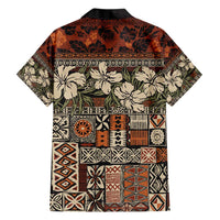 Pacific Hibiscus Tapa Tribal Vintage Hawaiian Shirt Brown Motif