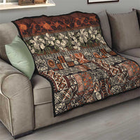 Pacific Hibiscus Tapa Tribal Vintage Quilt Brown Motif