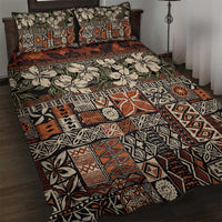 Pacific Hibiscus Tapa Tribal Vintage Quilt Bed Set Brown Motif LT9 Brown - Polynesian Pride