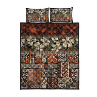 Pacific Hibiscus Tapa Tribal Vintage Quilt Bed Set Brown Motif LT9 - Polynesian Pride