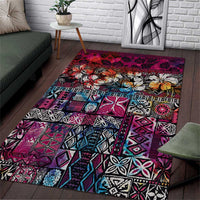 Pacific Hibiscus Tapa Tribal Vintage Area Rug Pink Motif LT9 Pink - Polynesian Pride