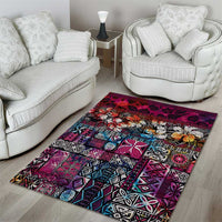 Pacific Hibiscus Tapa Tribal Vintage Area Rug Pink Motif LT9 - Polynesian Pride