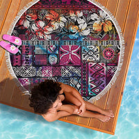 Pacific Hibiscus Tapa Tribal Vintage Beach Blanket Pink Motif LT9 - Polynesian Pride