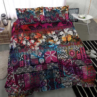 Pacific Hibiscus Tapa Tribal Vintage Bedding Set Pink Motif
