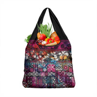 Pacific Hibiscus Tapa Tribal Vintage Grocery Bag Pink Motif LT9 1-pack One Size Pink - Polynesian Pride