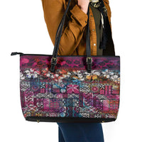 Pacific Hibiscus Tapa Tribal Vintage Leather Tote Bag Pink Motif LT9 - Polynesian Pride
