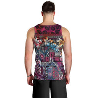 Pacific Hibiscus Tapa Tribal Vintage Men Tank Top Pink Motif LT9 - Polynesian Pride