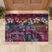 Pacific Hibiscus Tapa Tribal Vintage Rubber Doormat Pink Motif LT9 Pink - Polynesian Pride