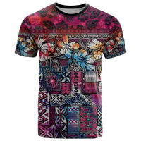 Pacific Hibiscus Tapa Tribal Vintage T Shirt Pink Motif LT9 Pink - Polynesian Pride