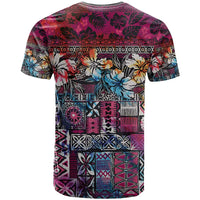 Pacific Hibiscus Tapa Tribal Vintage T Shirt Pink Motif LT9 - Polynesian Pride