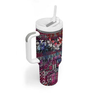 Pacific Hibiscus Tapa Tribal Vintage Tumbler With Handle Pink Motif LT9 - Polynesian Pride