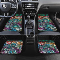 Pacific Hibiscus Tapa Tribal Vintage Car Mats Turquoise Motif LT9 Set 4pcs Turquoise - Polynesian Pride