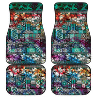 Pacific Hibiscus Tapa Tribal Vintage Car Mats Turquoise Motif LT9 - Polynesian Pride