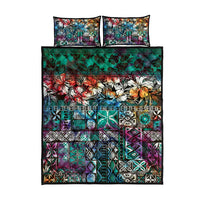 Pacific Hibiscus Tapa Tribal Vintage Quilt Bed Set Turquoise Motif LT9 - Polynesian Pride