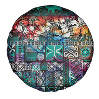 Pacific Hibiscus Tapa Tribal Vintage Spare Tire Cover Turquoise Motif LT9 - Polynesian Pride
