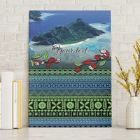 Personalised Fiji Viti Levu Canvas Wall Art Tagimoucia and Tapa Tribal Pattern LT9 Without Frame Blue - Polynesian Pride