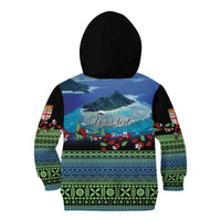 Personalised Fiji Viti Levu Kid Hoodie Tagimoucia and Tapa Tribal Pattern