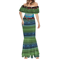 Personalised Fiji Viti Levu Mermaid Dress Tagimoucia and Tapa Tribal Pattern