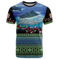 Personalised Fiji Viti Levu T Shirt Tagimoucia and Tapa Tribal Pattern LT9 Blue - Polynesian Pride