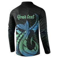 Personalised Hawaii Kure Atoll Button Sweatshirt Holaniku Coral Reef with Polynesian Tribal LT9 - Polynesian Pride