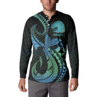 Personalised Hawaii Kure Atoll Button Sweatshirt Holaniku Coral Reef with Polynesian Tribal LT9 - Polynesian Pride