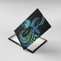 Personalised Hawaii Kure Atoll Canvas Wall Art Holaniku Coral Reef with Polynesian Tribal LT9 With Frame Blue - Polynesian Pride
