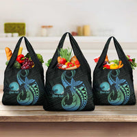 Personalised Hawaii Kure Atoll Grocery Bag Holaniku Coral Reef with Polynesian Tribal LT9 3-pack One Size Blue - Polynesian Pride