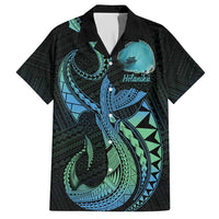 Personalised Hawaii Kure Atoll Hawaiian Shirt Holaniku Coral Reef with Polynesian Tribal LT9 Blue - Polynesian Pride
