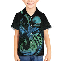 Personalised Hawaii Kure Atoll Kid Hawaiian Shirt Holaniku Coral Reef with Polynesian Tribal