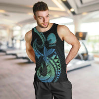 Personalised Hawaii Kure Atoll Men Tank Top Holaniku Coral Reef with Polynesian Tribal LT9 Blue - Polynesian Pride