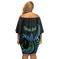 Personalised Hawaii Kure Atoll Off Shoulder Short Dress Holaniku Coral Reef with Polynesian Tribal LT9 - Polynesian Pride