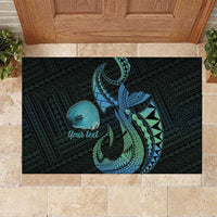 Personalised Hawaii Kure Atoll Rubber Doormat Holaniku Coral Reef with Polynesian Tribal LT9 Blue - Polynesian Pride